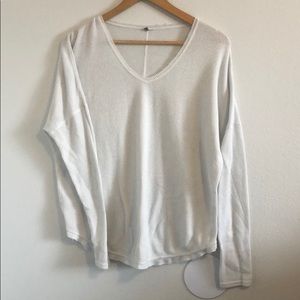 Drop shoulder waffle knit top